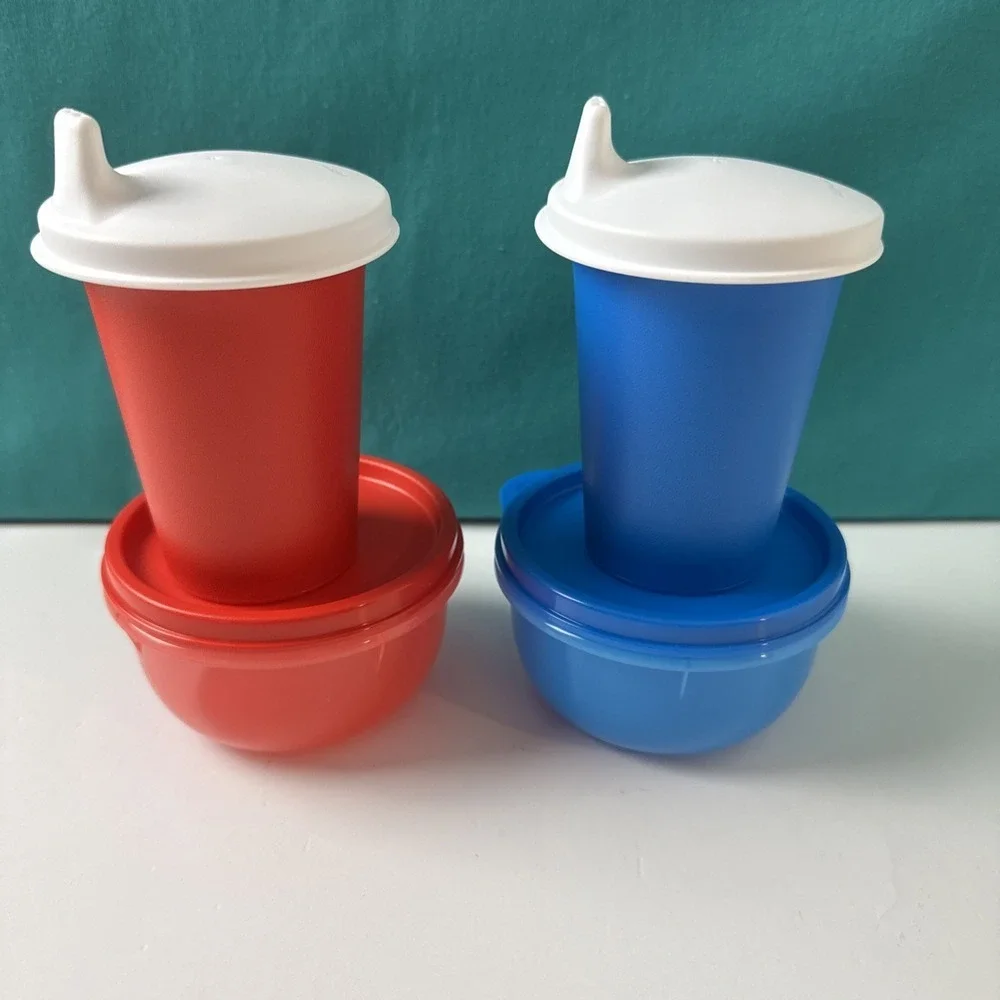 Tupperware Kids Bell Tumblers Snack To Go Set Ideal bowls Sippy Cups Dome Seals